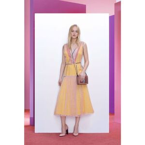 NWT BOTTEGA VENETA Colorblock Lace Midi Dress Size 38 (2) $4400